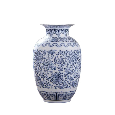 Blue & White Floral Decorative Vase