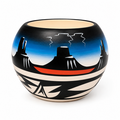 Southwestern Ceramic Desert Blue Pot