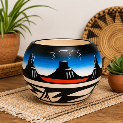 Southwestern Ceramic Desert Blue Pot