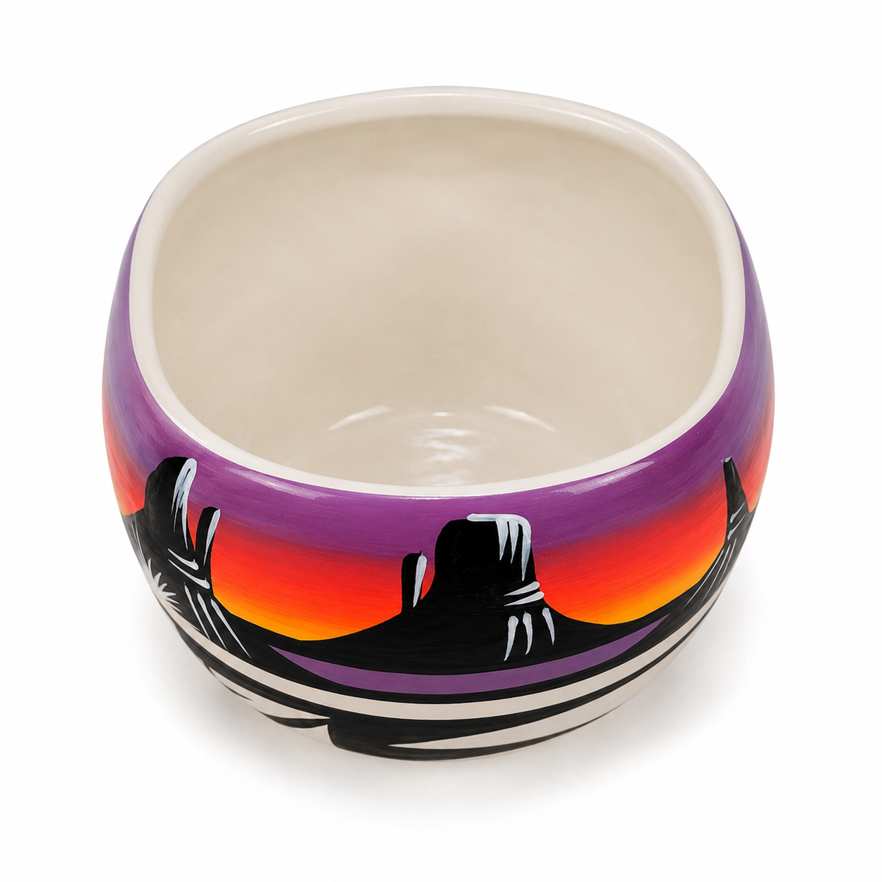 Ceramic bowl with a colorful design on a white background