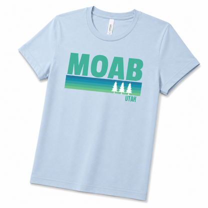 Light blue t-shirt with 'MOAB Utah' graphic on a white background