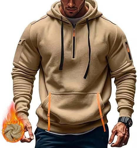 Casual Quarter Zip Fleece Pullover Hoodie Sweatshirt