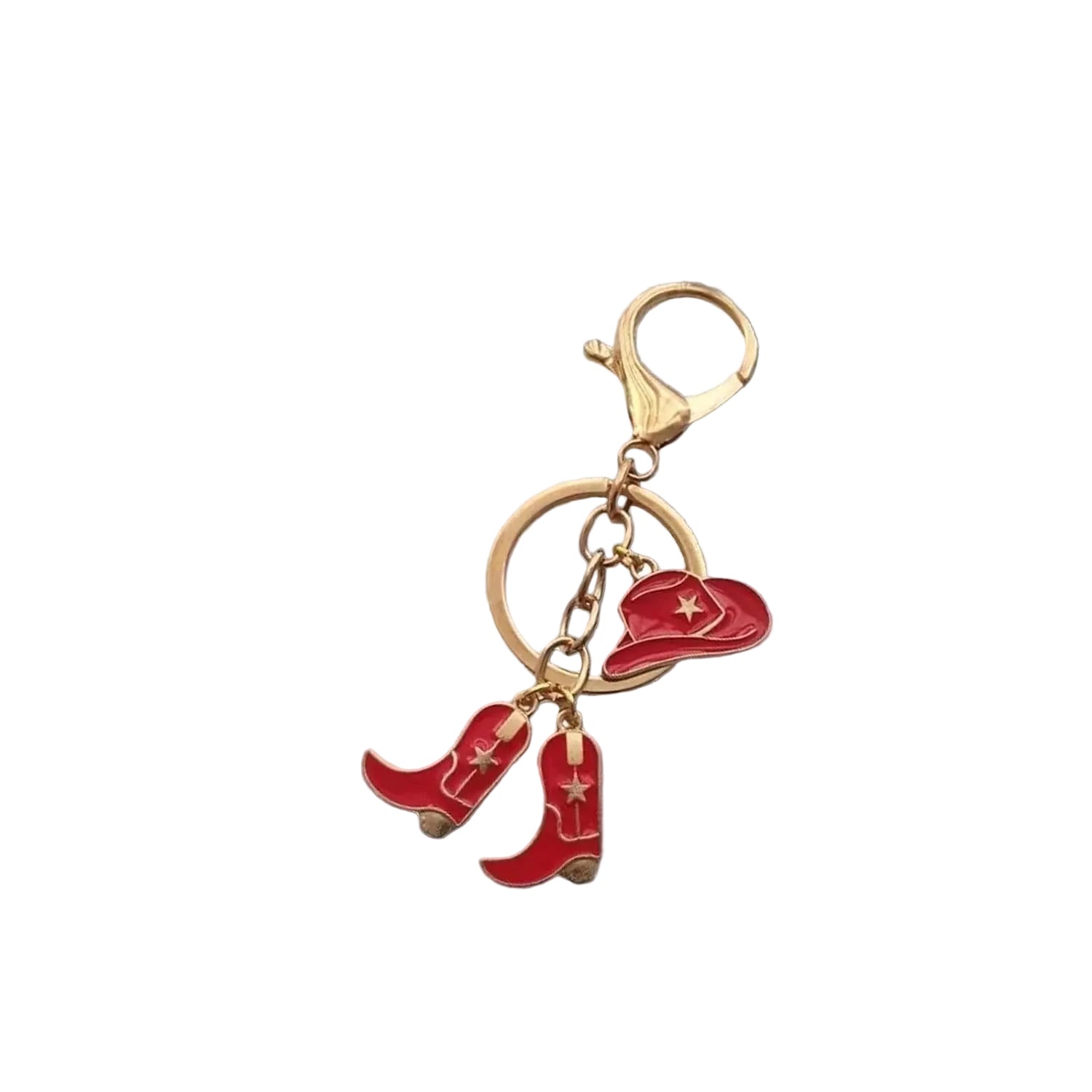 Western Cowboy Hat and Boots Metal Key Ring Chain