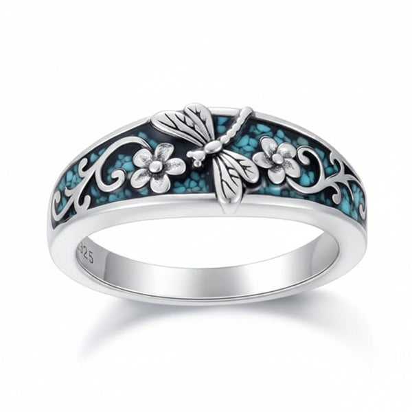 Vintage Sterling Silver Natural Turquoise Band Ring