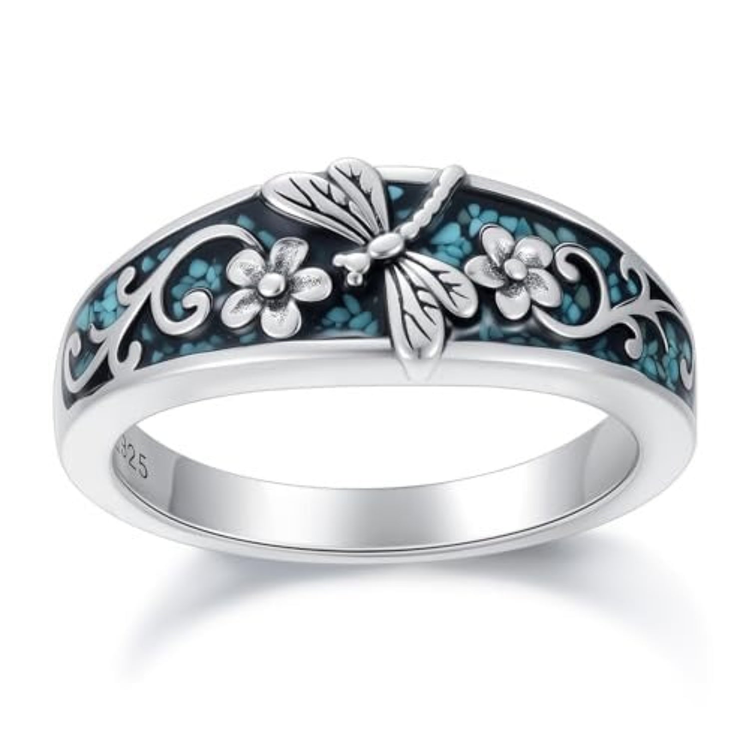 Vintage Sterling Silver Natural Turquoise Band Ring