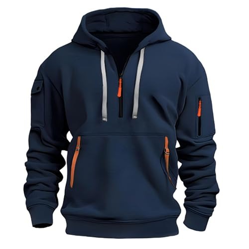 Casual Quarter Zip Fleece Pullover Hoodie Sweatshirt