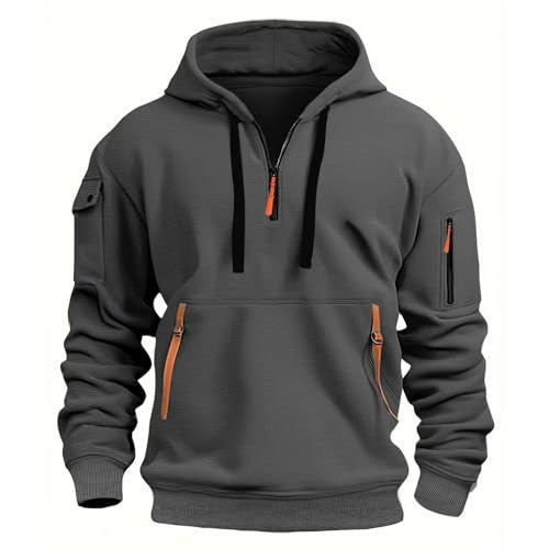 Casual Quarter Zip Fleece Pullover Hoodie Sweatshirt