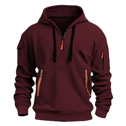 Casual Quarter Zip Fleece Pullover Hoodie Sweatshirt
