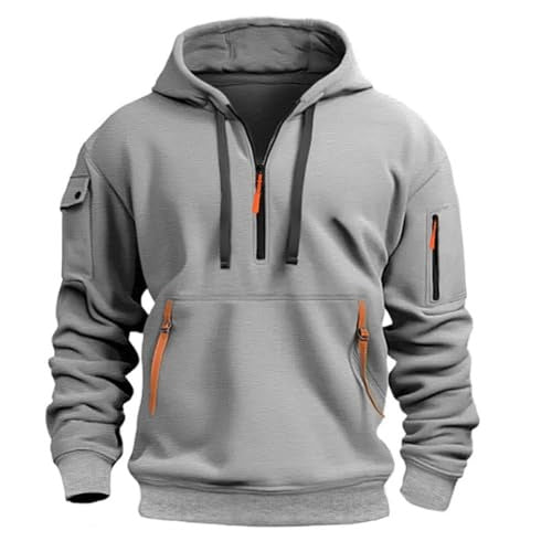 Casual Quarter Zip Fleece Pullover Hoodie Sweatshirt