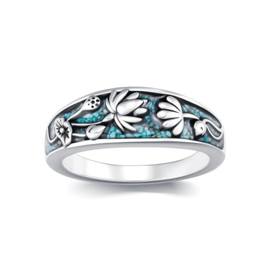 Vintage Sterling Silver Natural Turquoise Band Ring