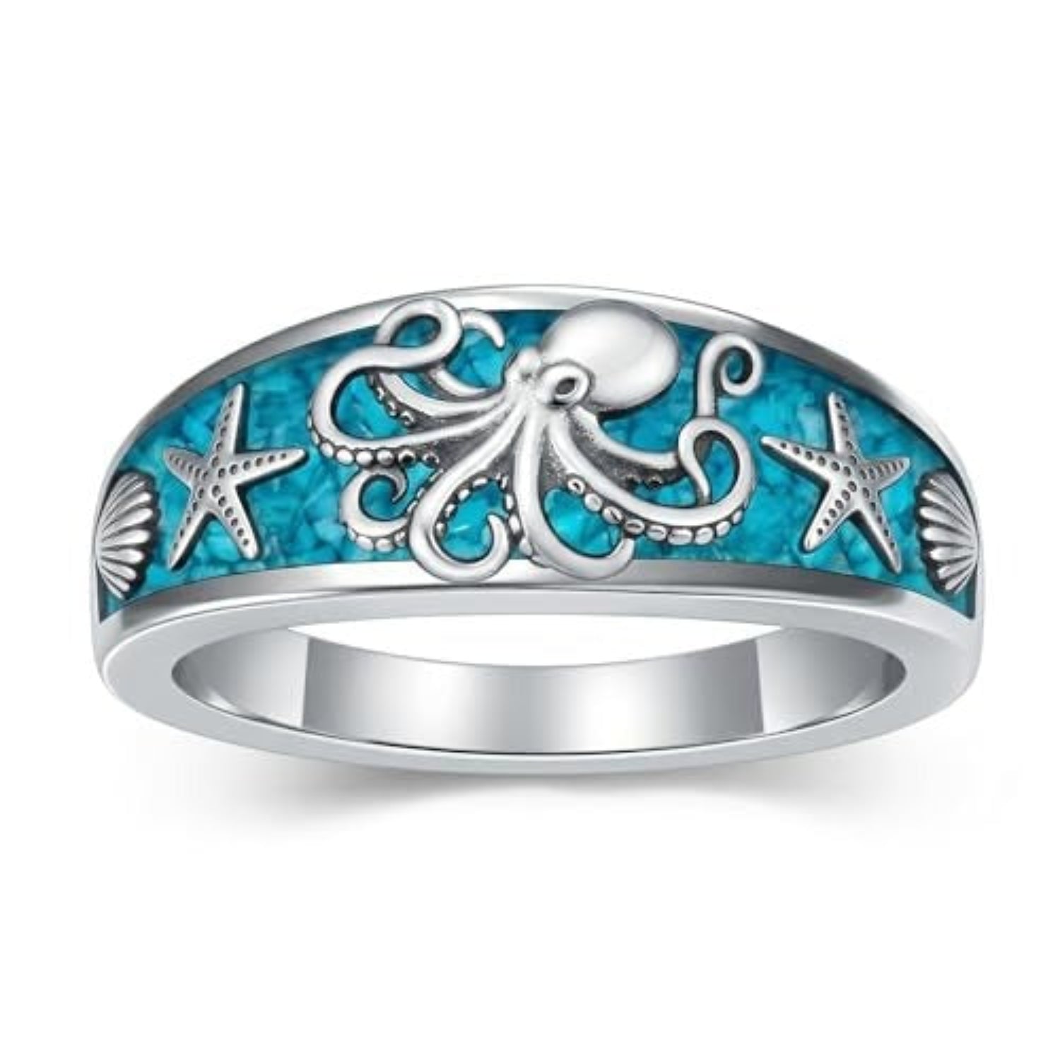 Vintage Sterling Silver Natural Turquoise Band Ring
