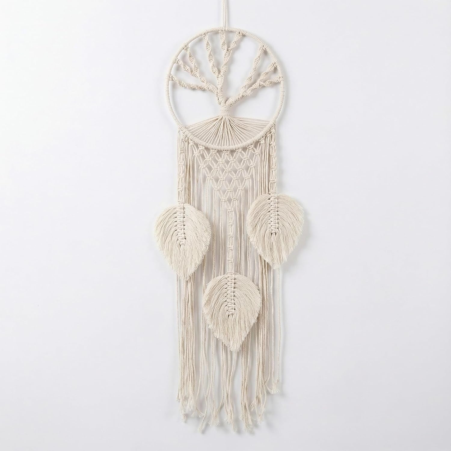White Macrame Tree of Life Dreamcatcher Wall Decor