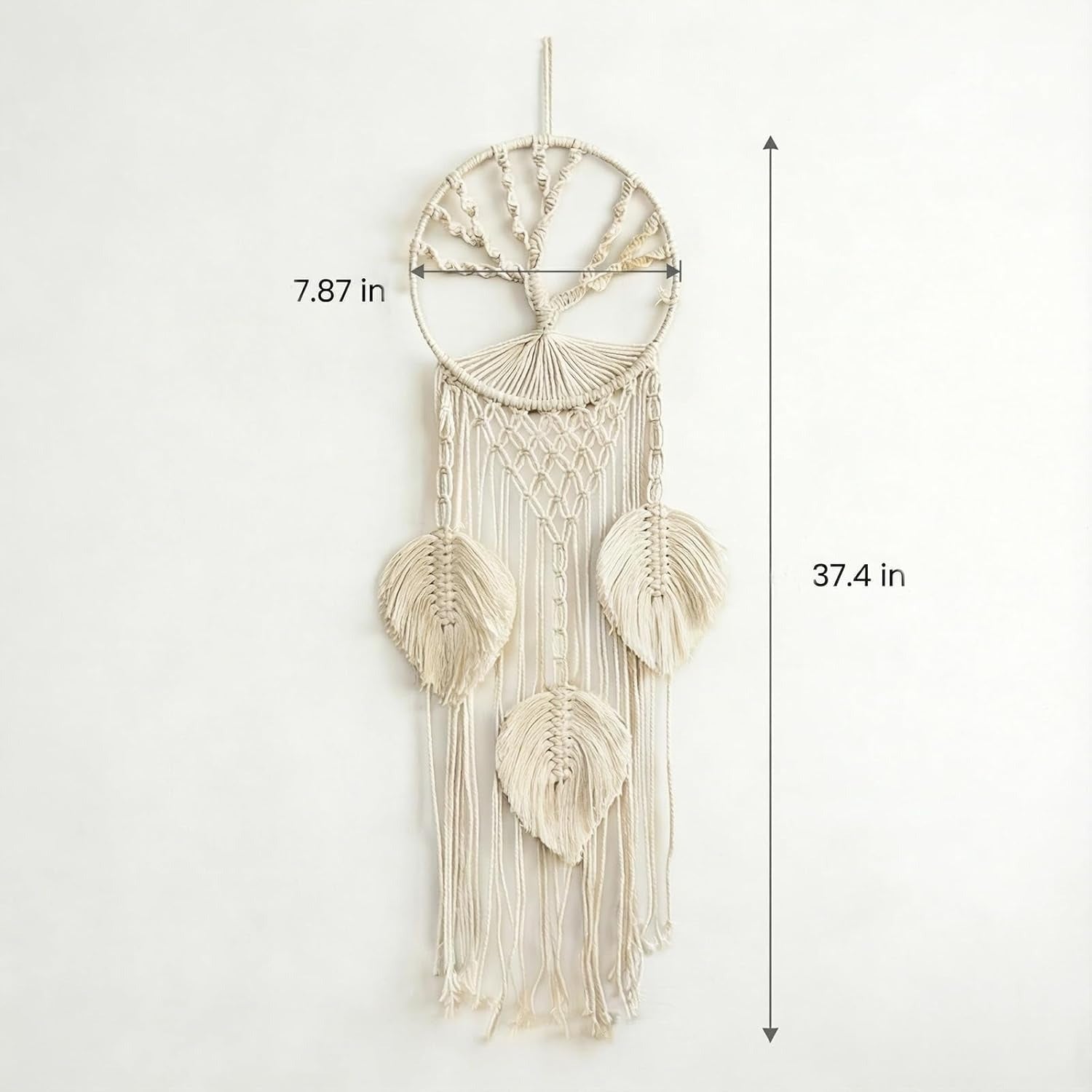 White Macrame Tree of Life Dreamcatcher Wall Decor