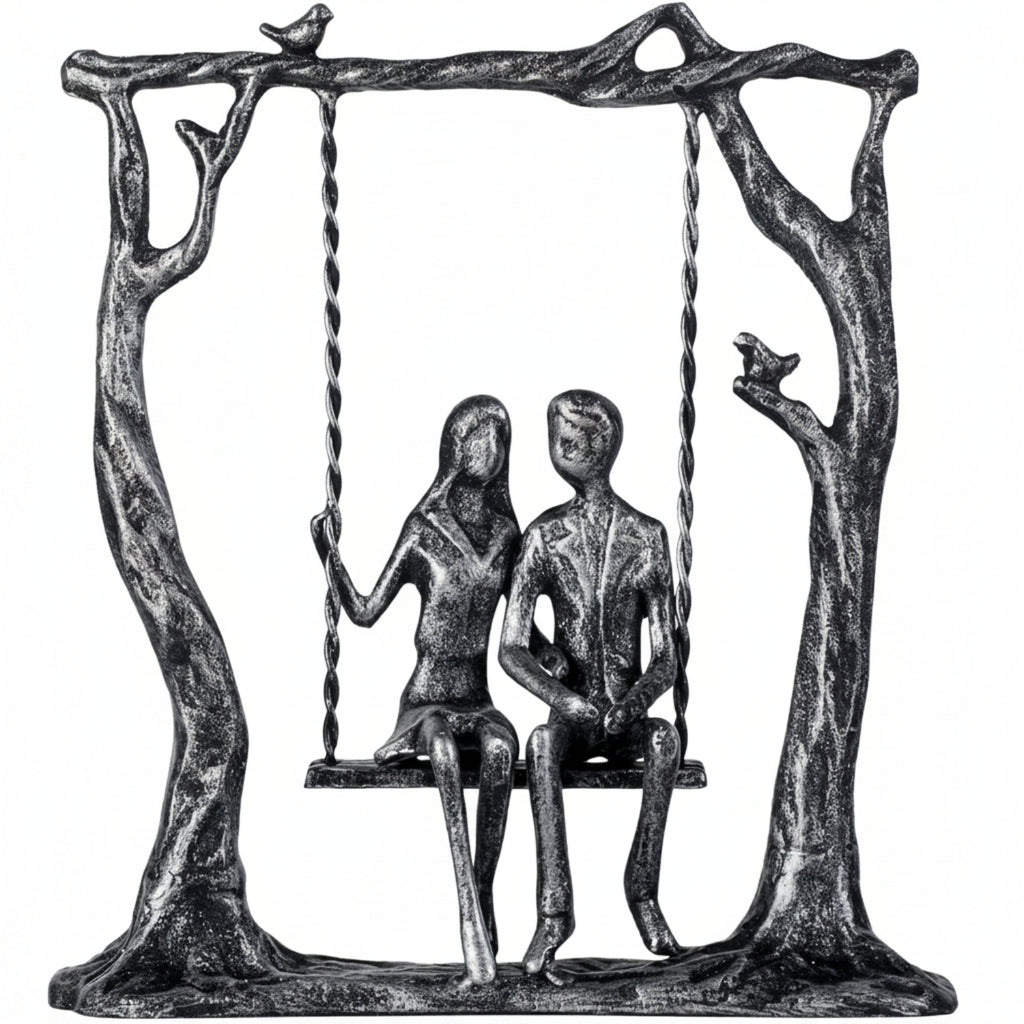 Romantic Handcrafted Iron Couple Statue Gift Decor