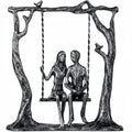 Romantic Handcrafted Iron Couple Statue Gift Decor