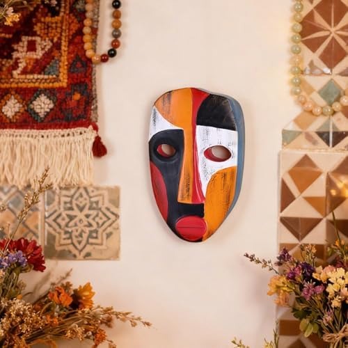 Abstract African Tribal Resin Wall Mask Sculpture