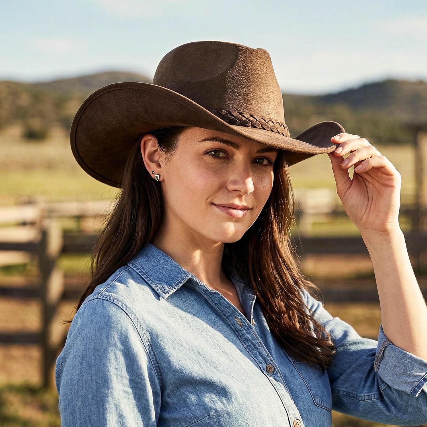 Felt Teardrop Western Cowboy Hat with Wired Brim