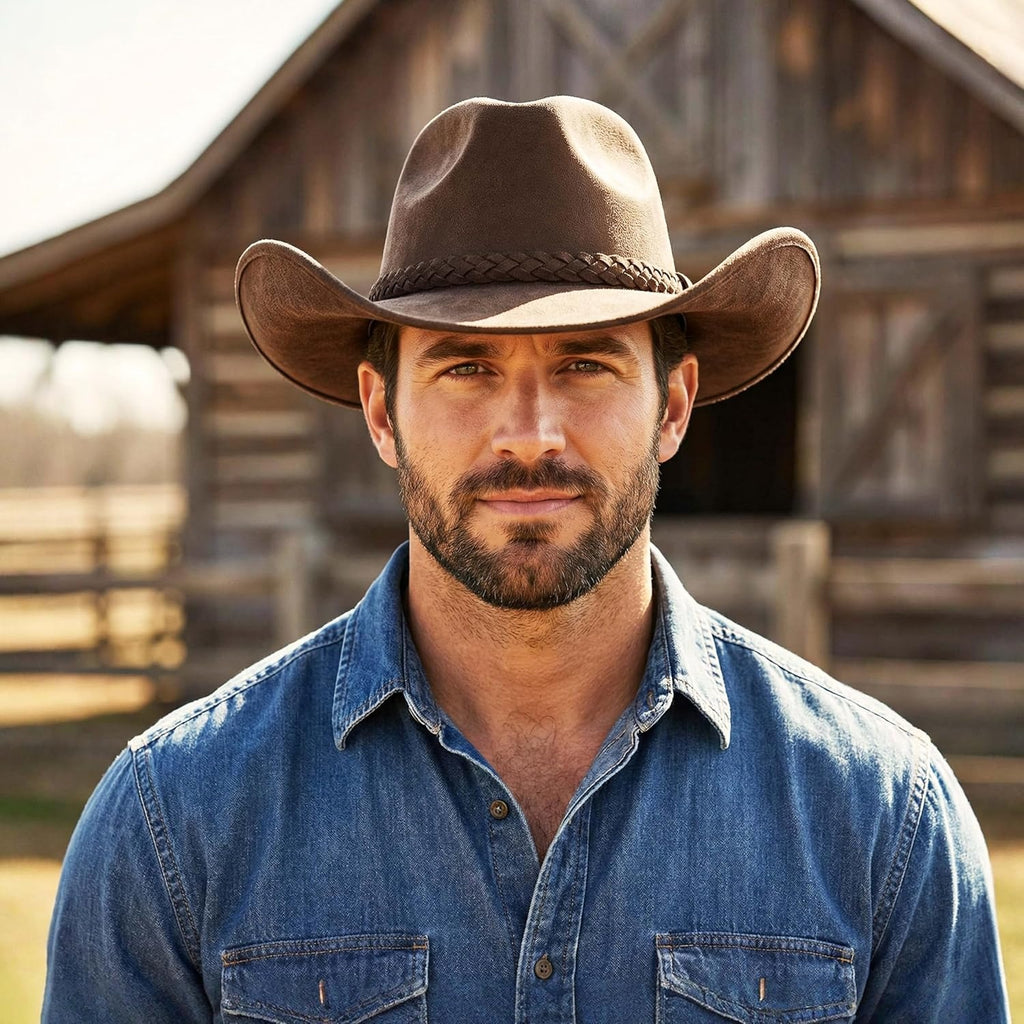 Felt Teardrop Western Cowboy Hat with Wired Brim