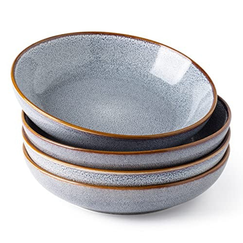 AmorArc Large Stoneware Pasta Bowls Set for Kitchen and Dining