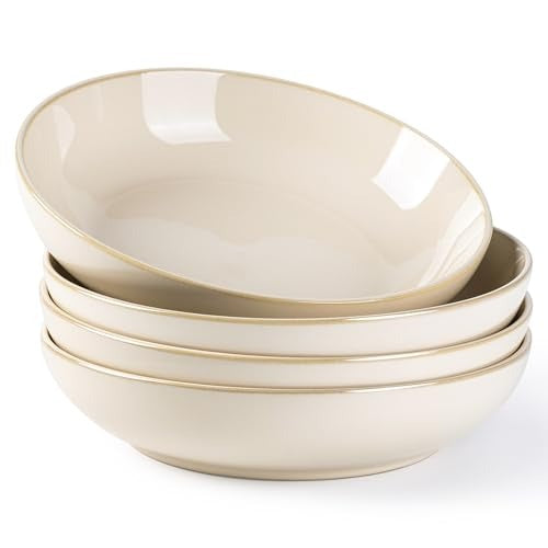 AmorArc Large Stoneware Pasta Bowls Set for Kitchen and Dining