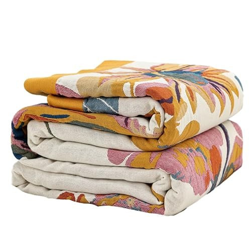 Floral Printed Cotton Boho Throw Blanket for Bed