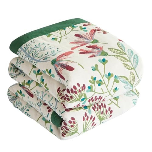 Floral Printed Cotton Boho Throw Blanket for Bed